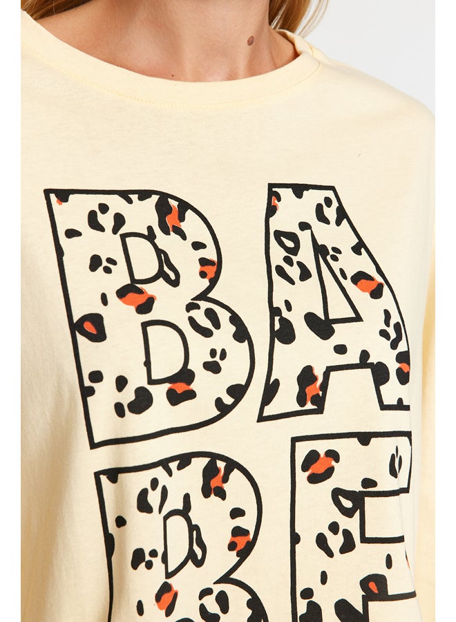 trendyol Yellow 100% Cotton T-shirt-Pants and Knitted Pajamas Set THMAW24PT00135. - Image 5