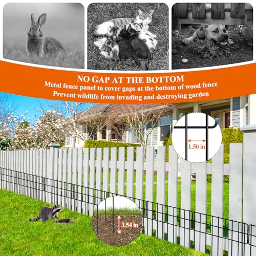 promitop Decorative Fence Panel, 12.99"*11.97" No Dig Fences Barrier, Small Garden Fence Animal Barrier, Garden Border Edging Fences, Square 6 Pcs Black Metal Fencing, Dog Fencing Blocker for Yard, Flower Bed - Image 4