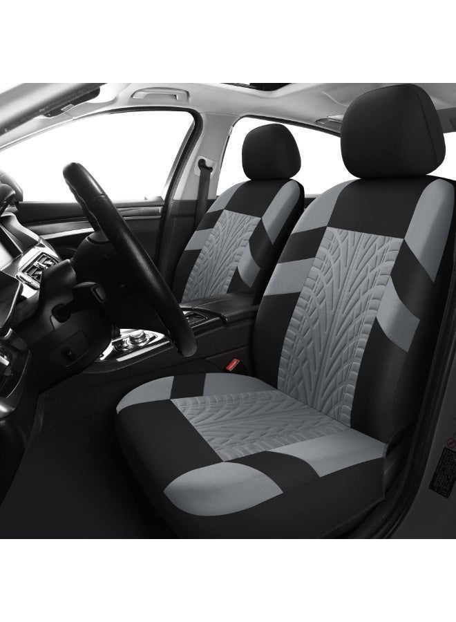 RawFiber Car Seat Covers Full Set, Universal Cloth SUV, Sedan, Van, Automotive Interior Covers, Airbag Compatible, Black&Grey - Image 2
