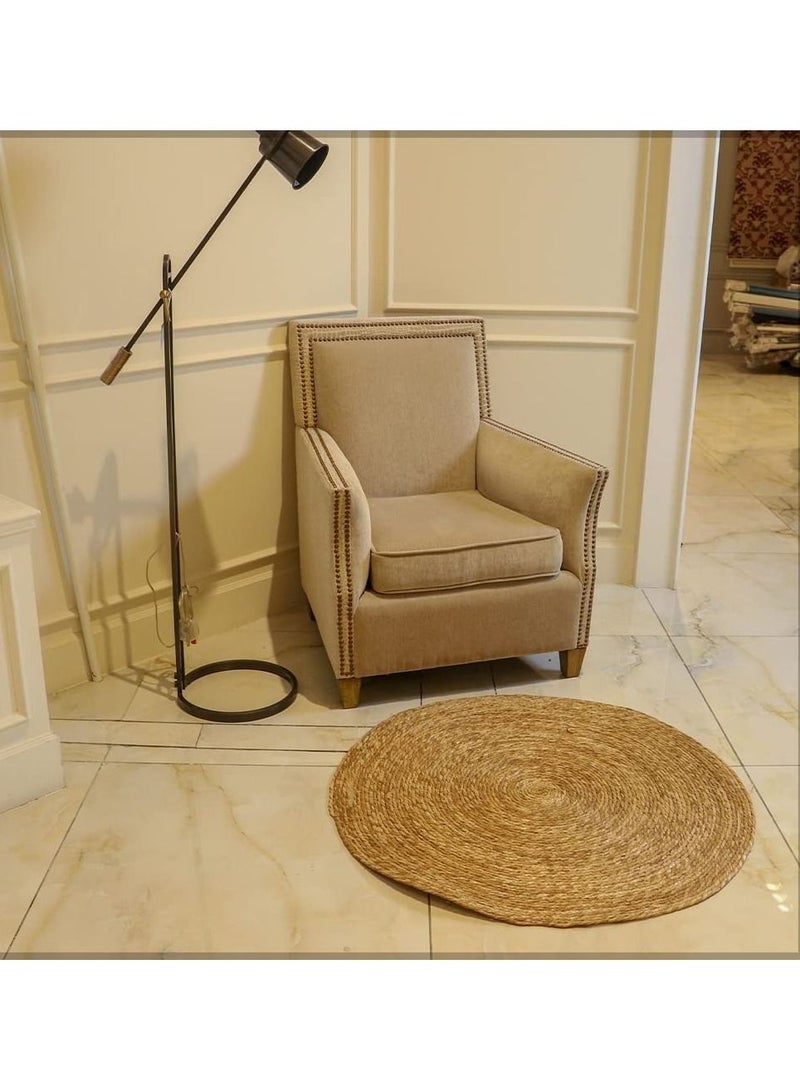 LINGWEI Natural Jute Round Handmade Reversible Carpet Area Rug Jute Rug Door Mat Hand Braided Area Rug Floor Carpet Handmade Jute Carpet Farmhouse Rugs - Image 2