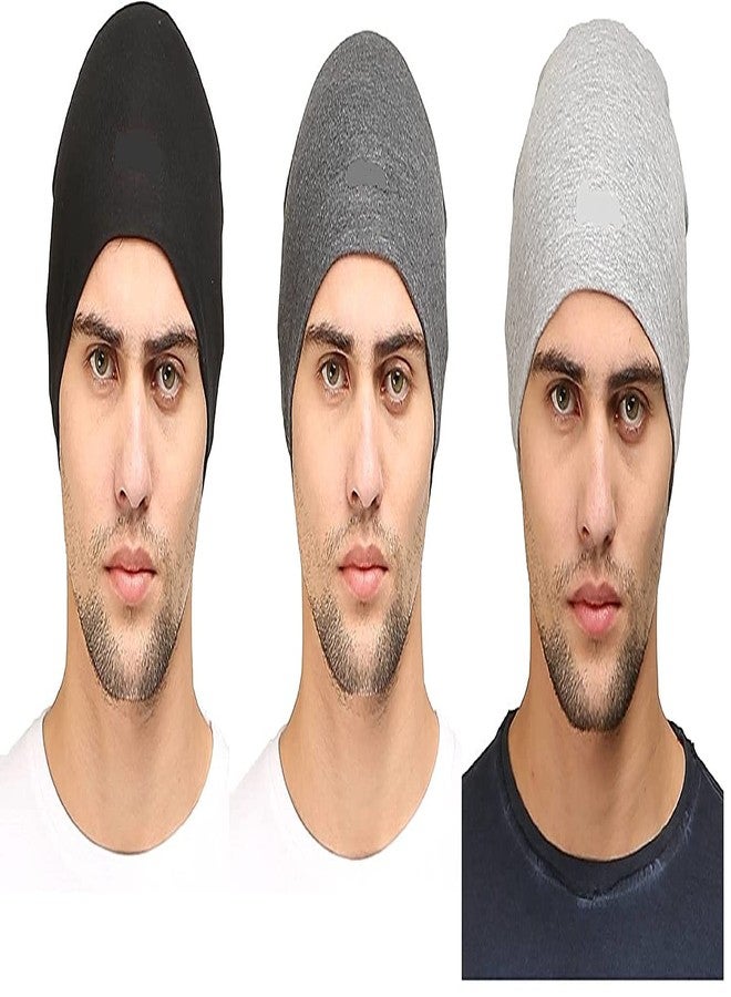 UMANI® Cotton Poly Blend Skull Cap for Men and Women/Helmet Cap/Multipurpose Running, Jogging Outdoor Skull Cap (3-HC 3PC BLK,L Grey & D Grey) - Image 2