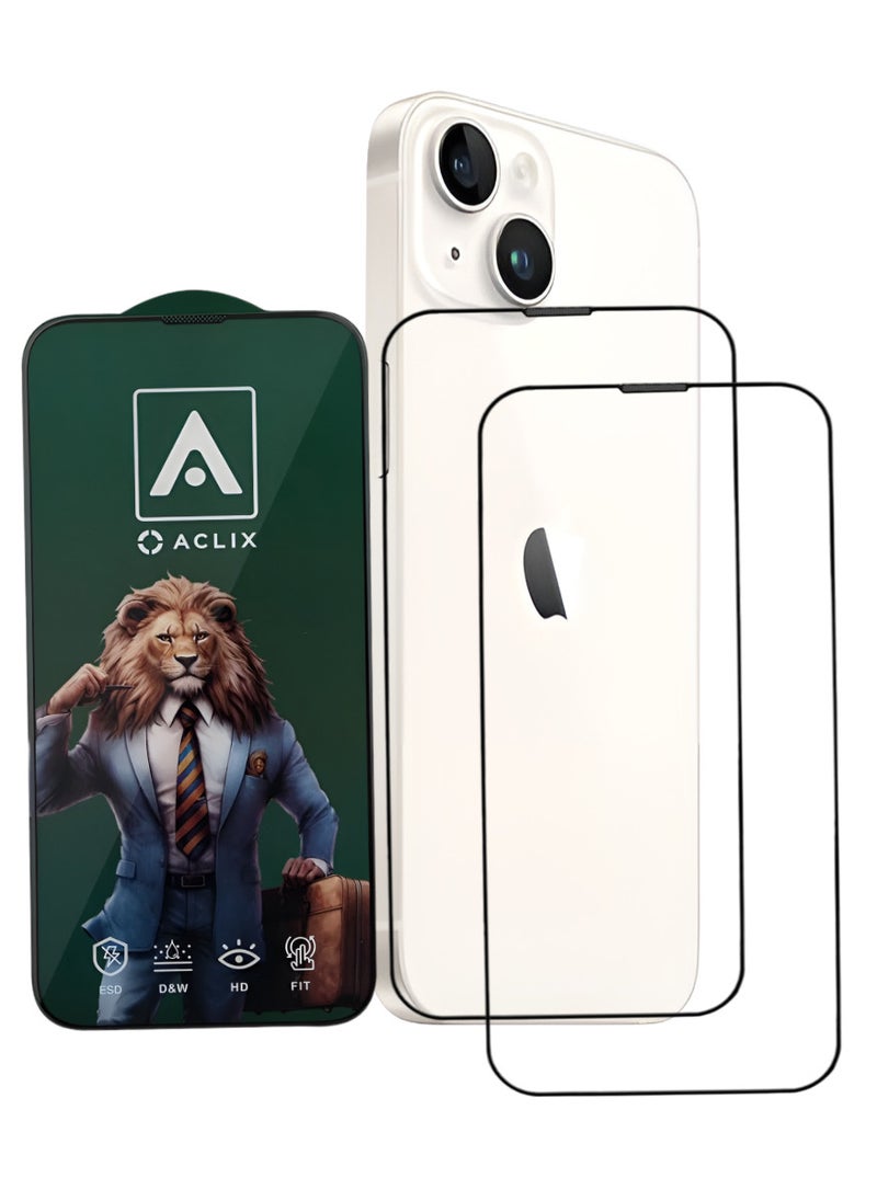 ACLIX 2 Pieces Antistatic ESD Dustproof Premium Quality High Definition Tempered Glass Screen Protector Designed For  iPhone 14 - Image 1