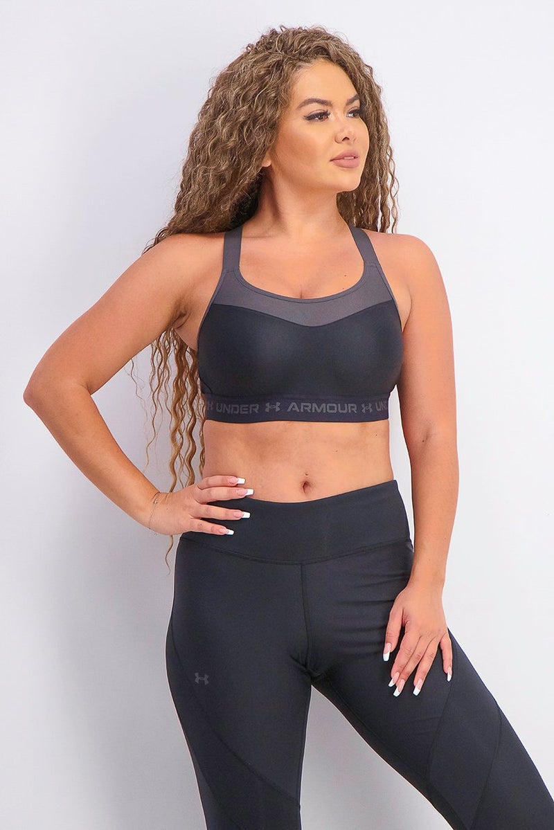 UNDER ARMOUR Women High Padded Crossback Sports Bra, Black - Image 1