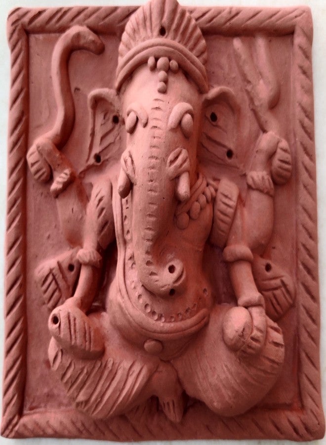 RUKDA Handmade Classic Decorative Interior Exterior Molela Terracotta Unique Crafted Lord Ganesha Wall Plate Art | Rajasthan Craftsmanship - 22.5x22.5xs cm - Image 1