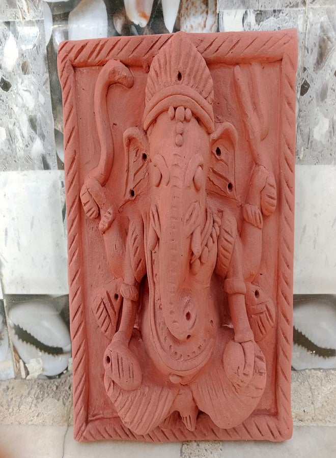 RUKDA Handmade Classic Decorative Interior Exterior Molela Terracotta Unique Crafted Lord Ganesha Wall Plate Art | Rajasthan Craftsmanship - 22.5x22.5xs cm - Image 2
