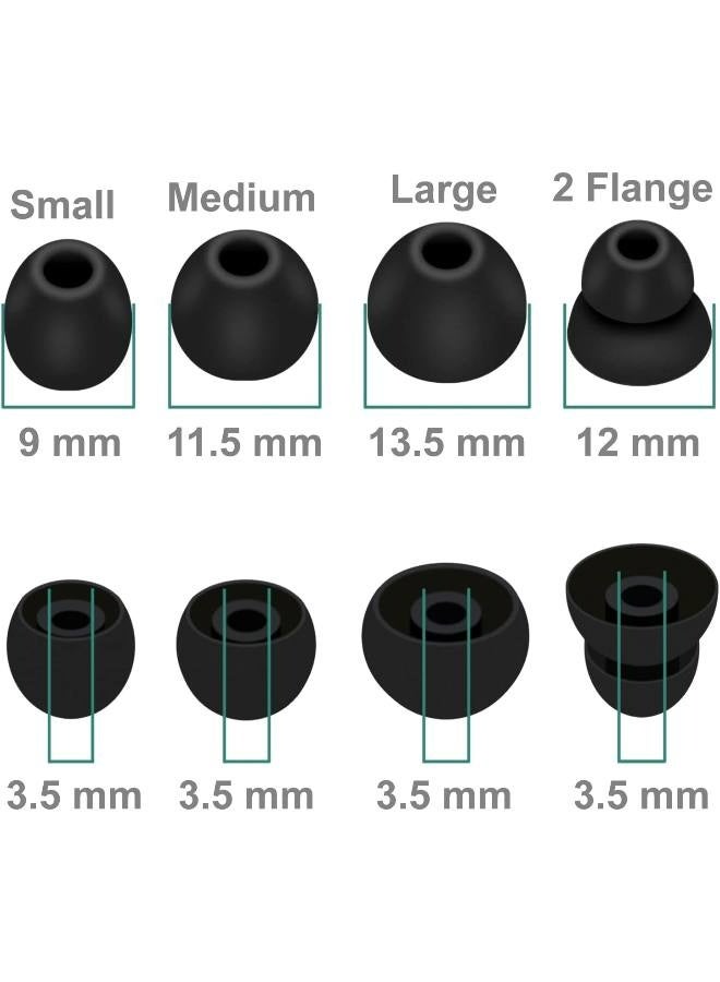 8 Pairs Powerbeats Pro Ear Tips Buds Ear Gels, 4 Size Replacement Soft Flexible Fit in Case Noise Reduce Silicone Earbuds Eartips Wing Skin Accessories Compatible with Beats Flex/BeatsX - Black/Pink - Image 4