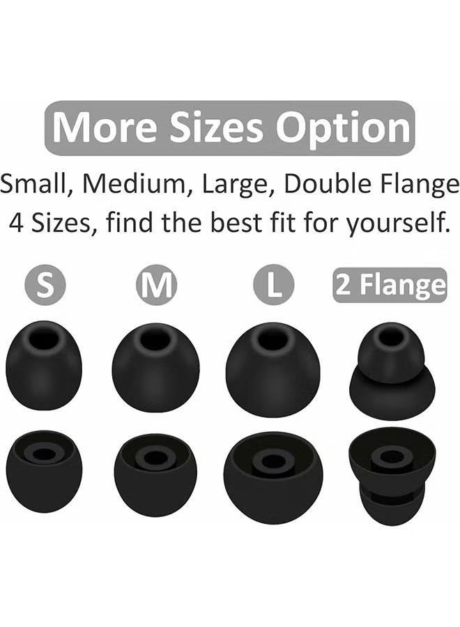 8 Pairs Powerbeats Pro Ear Tips Buds Ear Gels, 4 Size Replacement Soft Flexible Fit in Case Noise Reduce Silicone Earbuds Eartips Wing Skin Accessories Compatible with Beats Flex/BeatsX - Black/Pink - Image 2