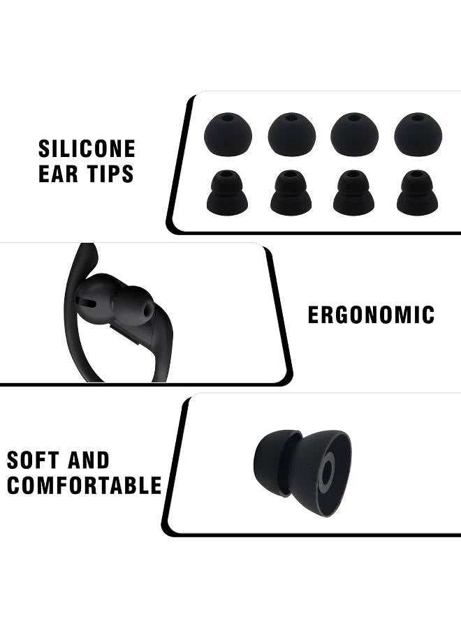 8 Pairs Powerbeats Pro Ear Tips Buds Ear Gels, 4 Size Replacement Soft Flexible Fit in Case Noise Reduce Silicone Earbuds Eartips Wing Skin Accessories Compatible with Beats Flex/BeatsX - Black/Pink - Image 3