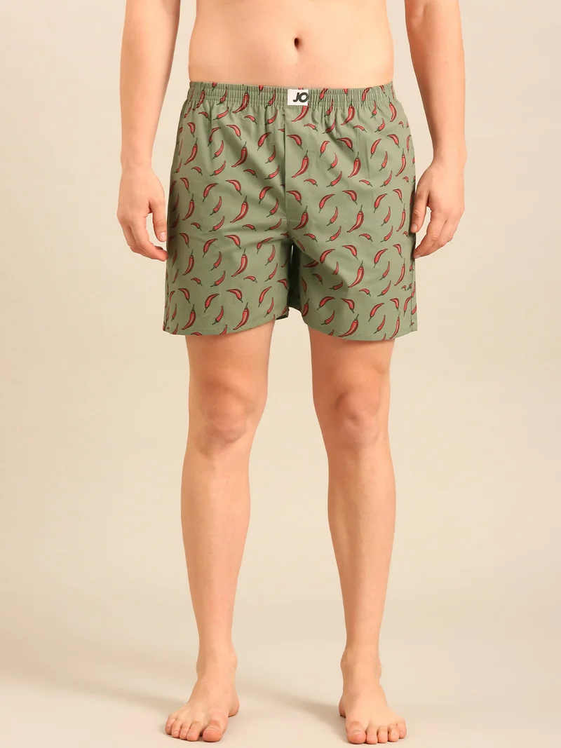 جوفن JOVEN Men's Pure Cotton Printed Boxers Pack of 2