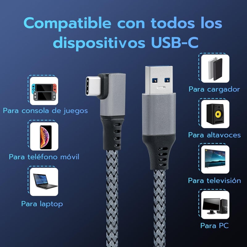 مكبازل كابل ماكبازيل للربط بطول 20 قدم/6 متر متوافق مع أوكلس كويست 2، Type-C إلى USB 3.0 للشحن السريع ونقل البيانات لأجهزة PS5 وإكس بوكس سيريس X/S ونينتندو سويتش - أسود - Image 3