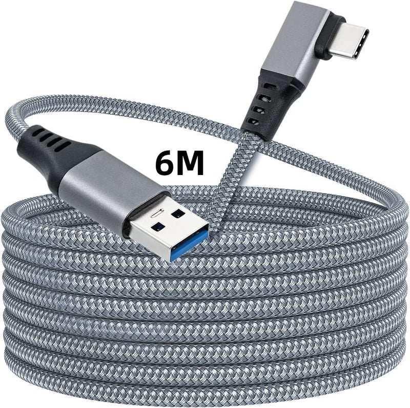 مكبازل كابل ماكبازيل للربط بطول 20 قدم/6 متر متوافق مع أوكلس كويست 2، Type-C إلى USB 3.0 للشحن السريع ونقل البيانات لأجهزة PS5 وإكس بوكس سيريس X/S ونينتندو سويتش - أسود - Image 1