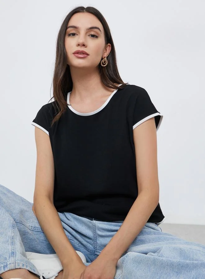 Take Two Take Two Black and White Trimmed T-Shirt