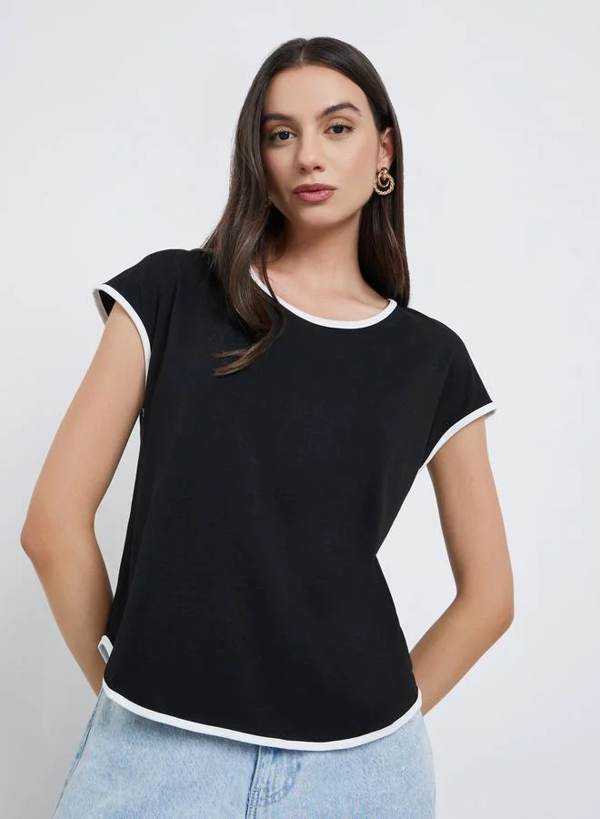 Take Two Take Two Black and White Trimmed T-Shirt