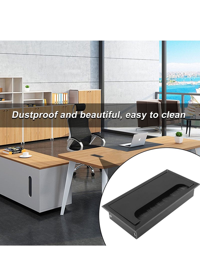KASTWAVE - 5 Pack 160mm Length Black Metal Rectangle Cable Grommets Square Cable Grommet Organizer Cable Bushing Desk Table Grommets Aluminum Wire Hole Cover for Computer Desk Table - Image 1