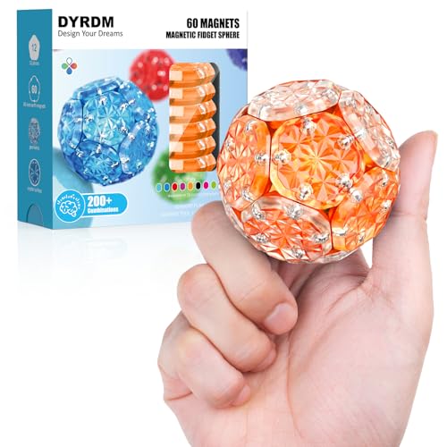 DYRDM Magnetic Fidget Sphere 12 PCS 200 Combinations with Magnet Blocks Magnetic Fidget Toys Sensory Balls Desk Toys for Adults Teens 14 Stress Relief Gift Stocking Stuffers Coral - Image 1