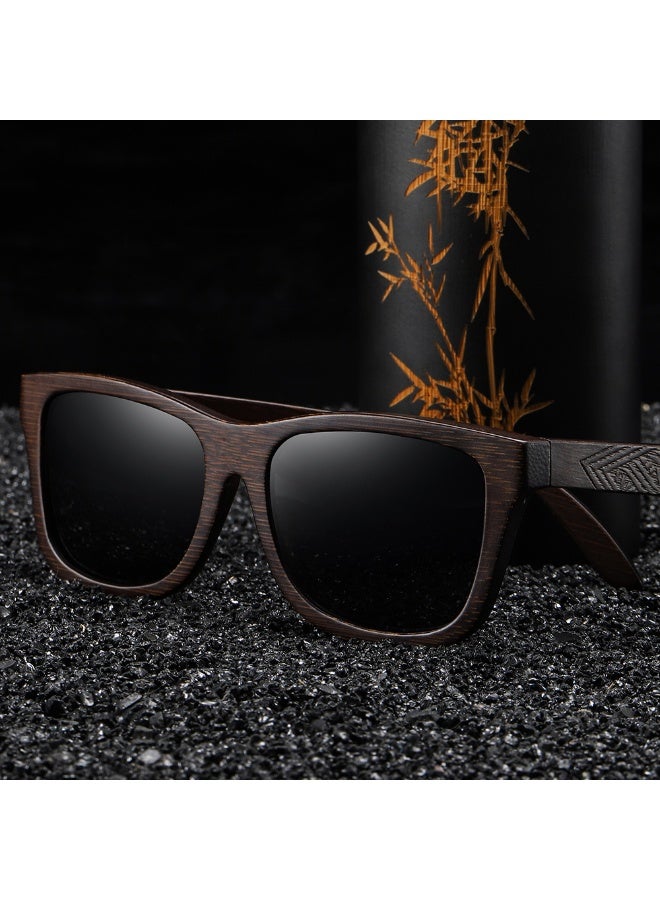 Wood Bamboo Polarized Sunglasses for Men Women, UV400 Protection with Patterned Temples & Spring Hinge - Image 3
