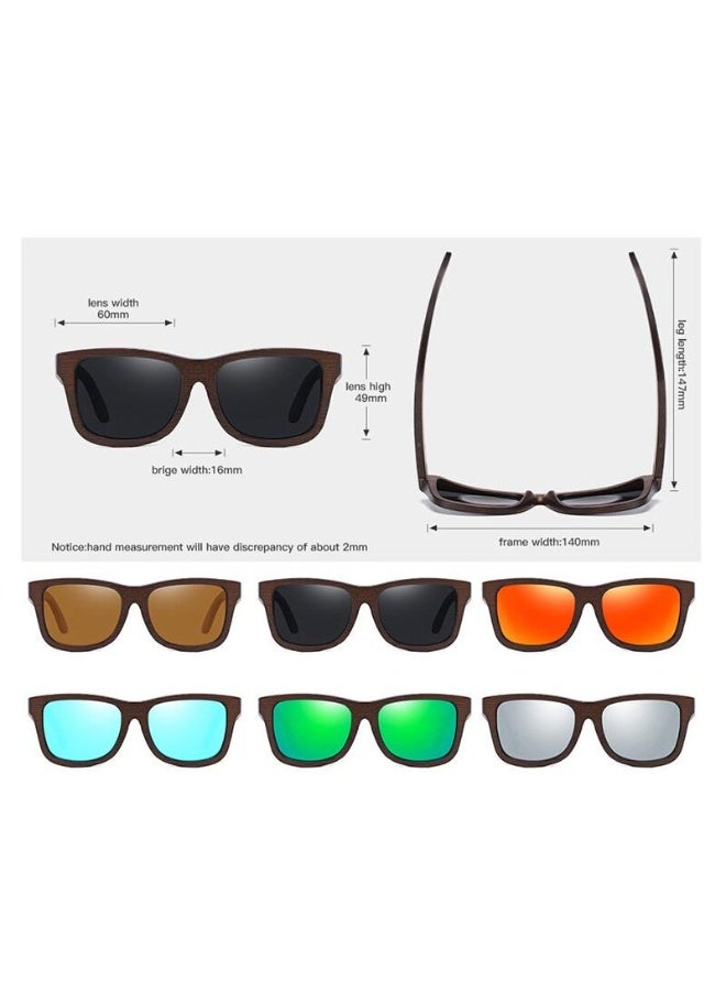 Wood Bamboo Polarized Sunglasses for Men Women, UV400 Protection with Patterned Temples & Spring Hinge - Image 4