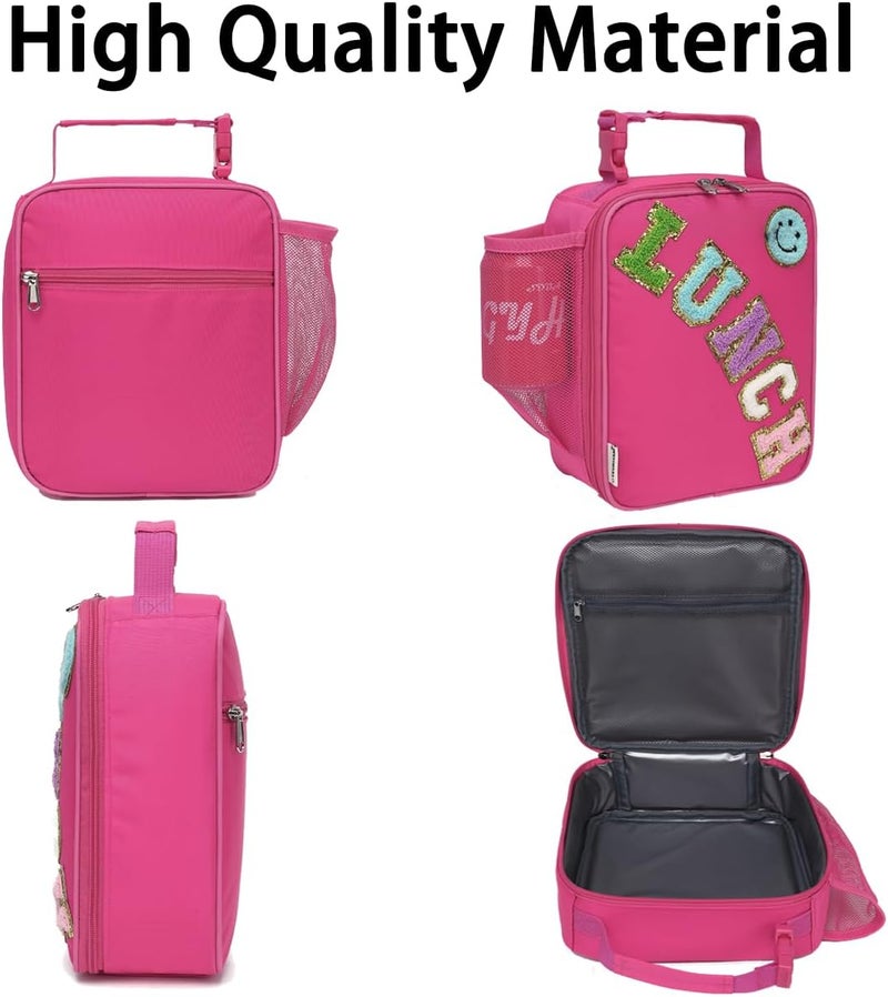 GYEUKHAM Insulated Lunch Bag for Women Girl Teen large Insulated Kid Lunch Bag,Large Reusable Cute Cooler Bag for School Work Picnic,Rose Red - Image 5