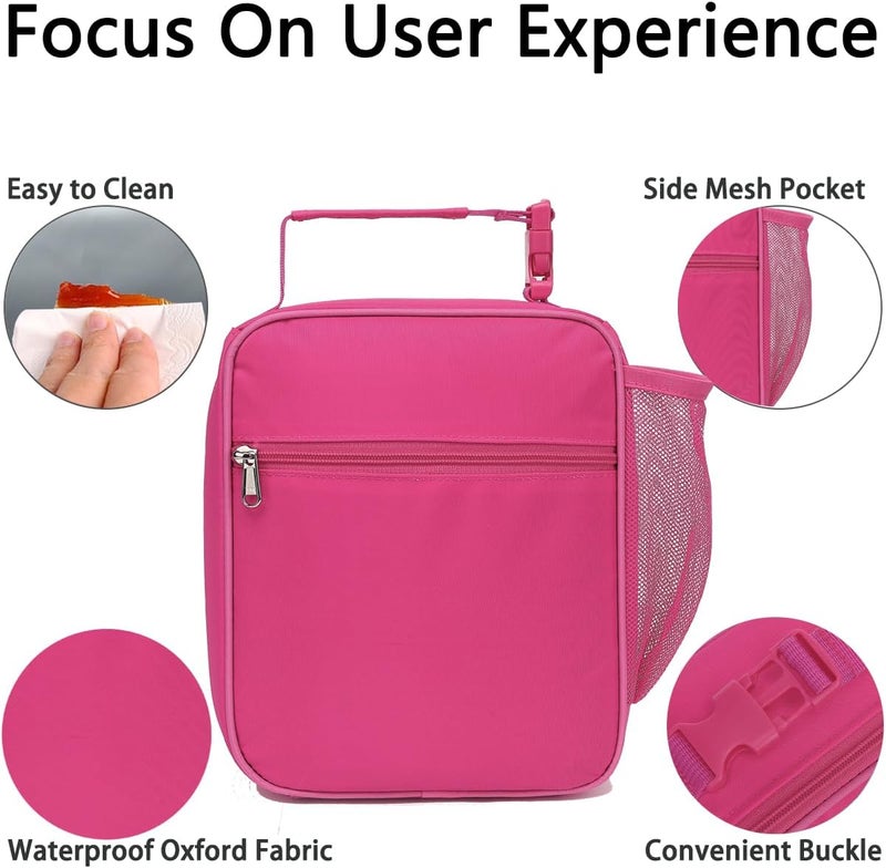 GYEUKHAM Insulated Lunch Bag for Women Girl Teen large Insulated Kid Lunch Bag,Large Reusable Cute Cooler Bag for School Work Picnic,Rose Red - Image 4