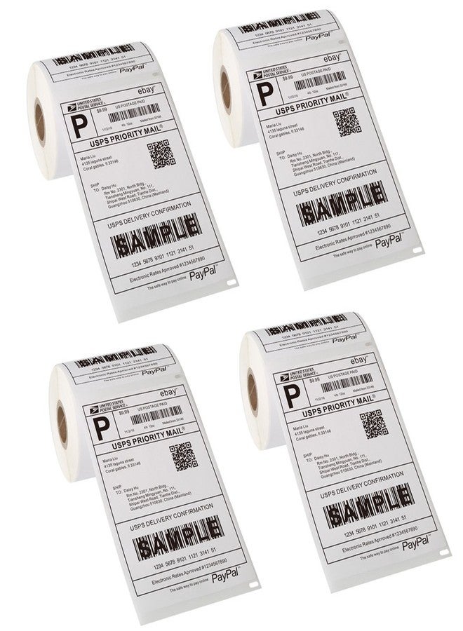 Fangtek [4 Rolls, 880 Labels] 4" x 6" Postage Shipping Labels Compatible for Dymo 4XL LabelWriter 4x6 Internet Postage Labels, Water Resistant, Strong Adhesive, Perforated - Image 1