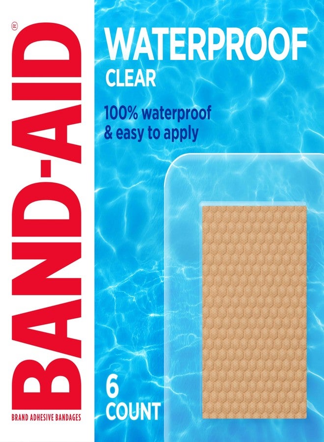 BAND-AID Brand Clear Waterproof Adhesive Bandages, Sterile First-Aid for Minor Wounds, Cuts & Scrapes, Clear Bandages + Quilt-Aid Pad to Cushion, Jumbo Wound Covers, 6 ct - Image 1