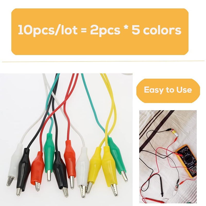 Swaytail 120PCS Premium Alligator Clips Electrical, 5 Colors Test Probes & Leads, Crocodile Jumper Wires with Dual Ended Insulators Cable for Electric Circuit Connection, Multimeter, Electronic Experiments - Image 3