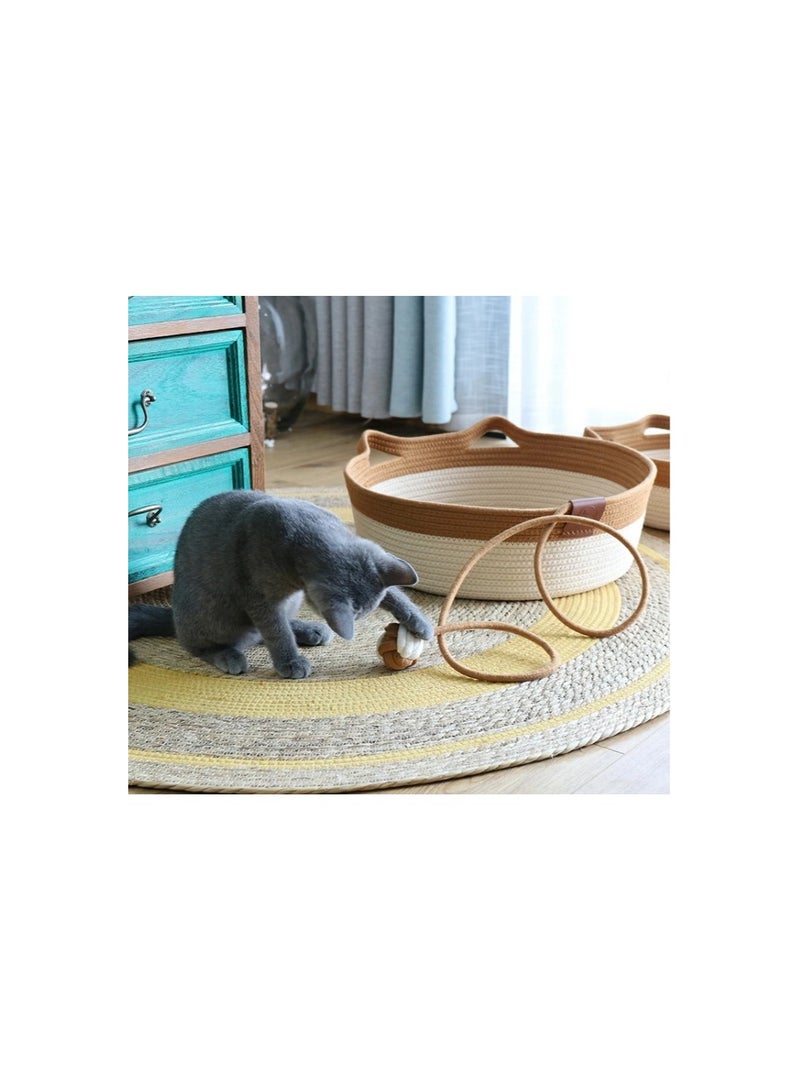 سرير قطط مصنوع يدويًا من حبل قطني، أرجوحة قطط، سلة نوم قابلة للطي، مهد طبيعي مصنوع يدويًا، خدش للقطط الصغيرة، تصميم لطيف - Image 3