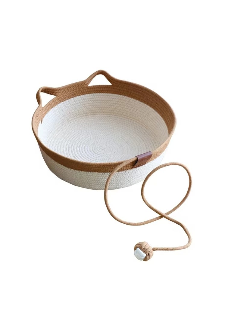 سرير قطط مصنوع يدويًا من حبل قطني، أرجوحة قطط، سلة نوم قابلة للطي، مهد طبيعي مصنوع يدويًا، خدش للقطط الصغيرة، تصميم لطيف - Image 2