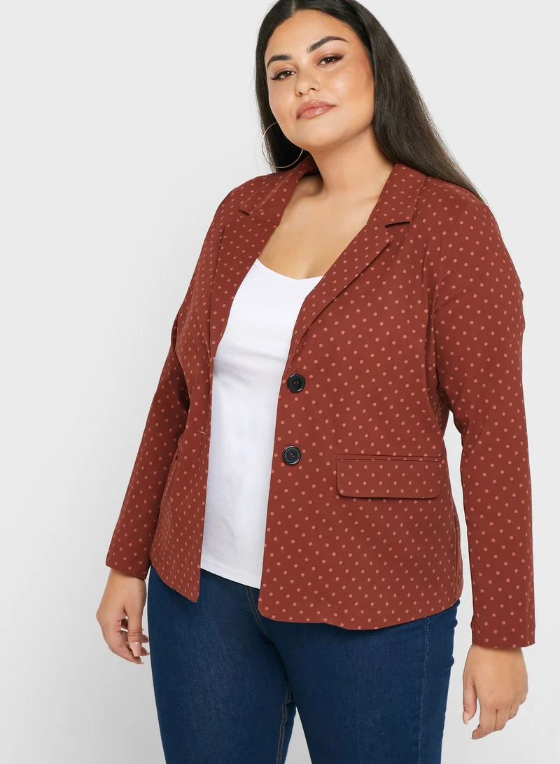Junarose Printed Button Detail Blazer