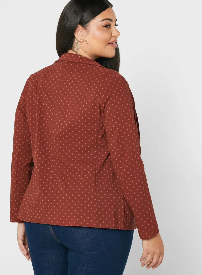 Junarose Printed Button Detail Blazer