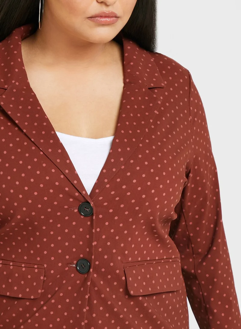 Junarose Printed Button Detail Blazer