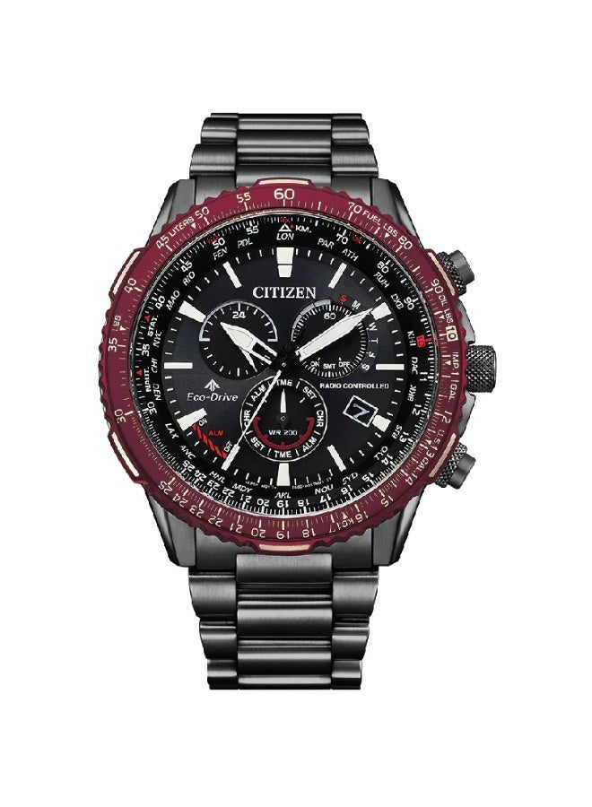 سيتيزن Promaster Sky Eco-Drive Radio-Controlled Chronograph Men’s Watch CB5009-55E, 45.9 mm Black Dial, Stainless Steel Case & Bracelet, World Time, Perpetual Calendar, Sapphire Crystal, 200 m WR - Image 1
