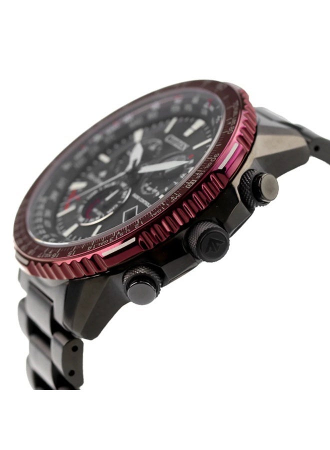 سيتيزن Promaster Sky Eco-Drive Radio-Controlled Chronograph Men’s Watch CB5009-55E, 45.9 mm Black Dial, Stainless Steel Case & Bracelet, World Time, Perpetual Calendar, Sapphire Crystal, 200 m WR - Image 2