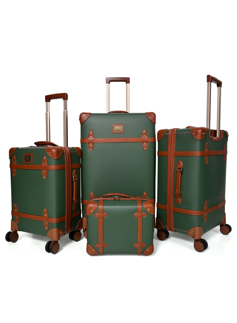 Morano Classic Leather Luggage 4 Pcs Set Dark Green 28''-24''-20'''-13''Inches - Image 2