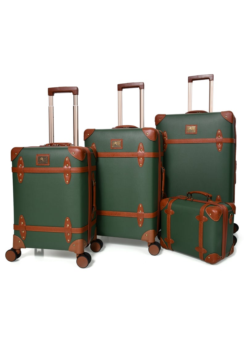 Morano Classic Leather Luggage 4 Pcs Set Dark Green 28''-24''-20'''-13''Inches - Image 1