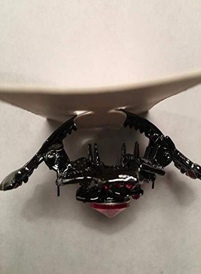 سوبيربليس مشبك شعر معدني مرصع بأحجار الراين على زنبرك مزدوج، أسود عتيق، على شكل وردة، مشابك شعر ملونة على شكل جواهر، مشابك شعر مجوفة من سبيكة معدنية على شكل سرطان البحر (أحمر) - Image 3