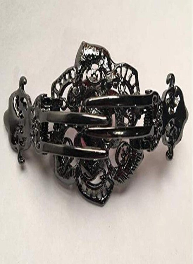 سوبيربليس مشبك شعر معدني مرصع بأحجار الراين على زنبرك مزدوج، أسود عتيق، على شكل وردة، مشابك شعر ملونة على شكل جواهر، مشابك شعر مجوفة من سبيكة معدنية على شكل سرطان البحر (أحمر) - Image 2