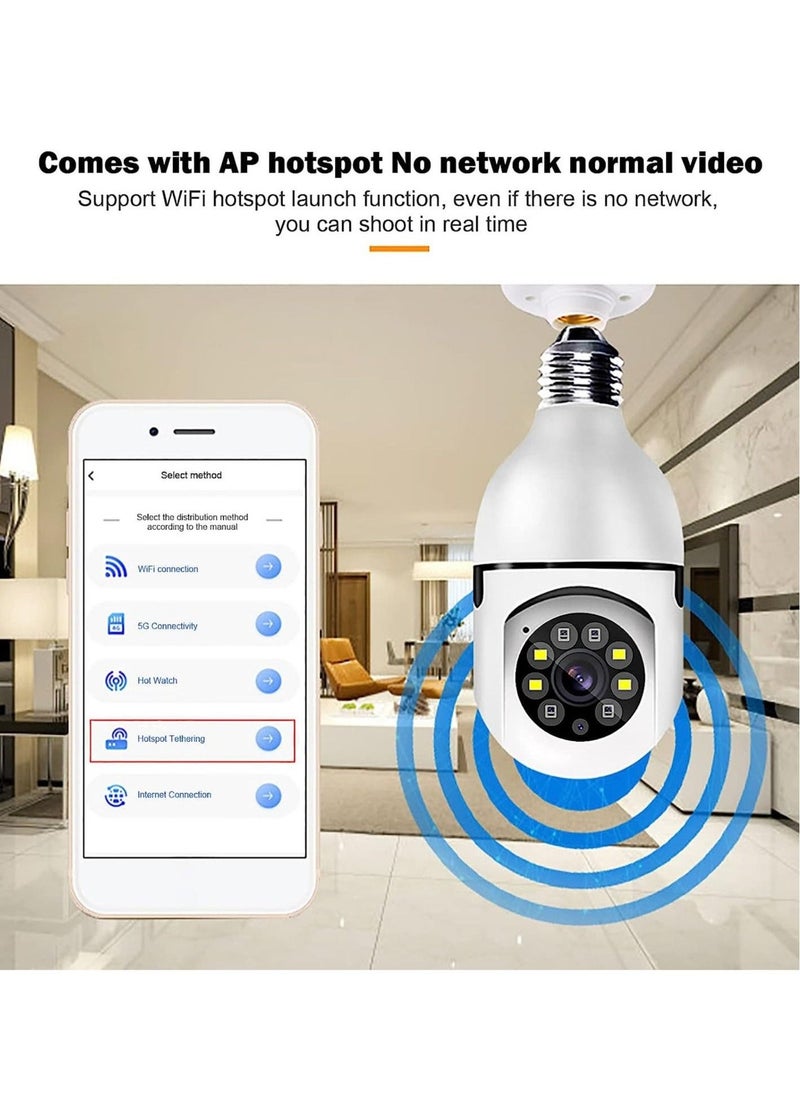 1080P Wireless Tovnet Wifi Pan/Tilt Light Bulb Security Camera, 360 Degrees 3.0MP Cam Home Surveillance CCTV Panoramic IP Camera, with Night Vision, Two Way Audio, Smart Motion Detection - Image 3