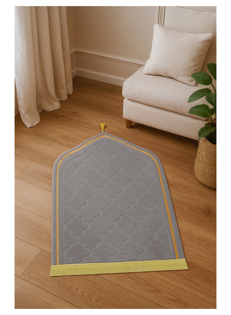 فابينني سجادة صلاة محشوة بالفوم ناعمة ومضادة للانزلاق ومحمولة وخفيفة الوزن للرجال والنساء هدية العيد رمضان 70 × 110 سم رمادي - Image 2