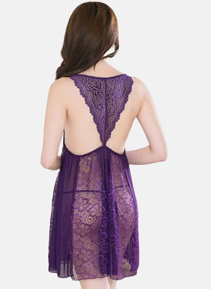 YUNIQEE Purple Solid Babydoll