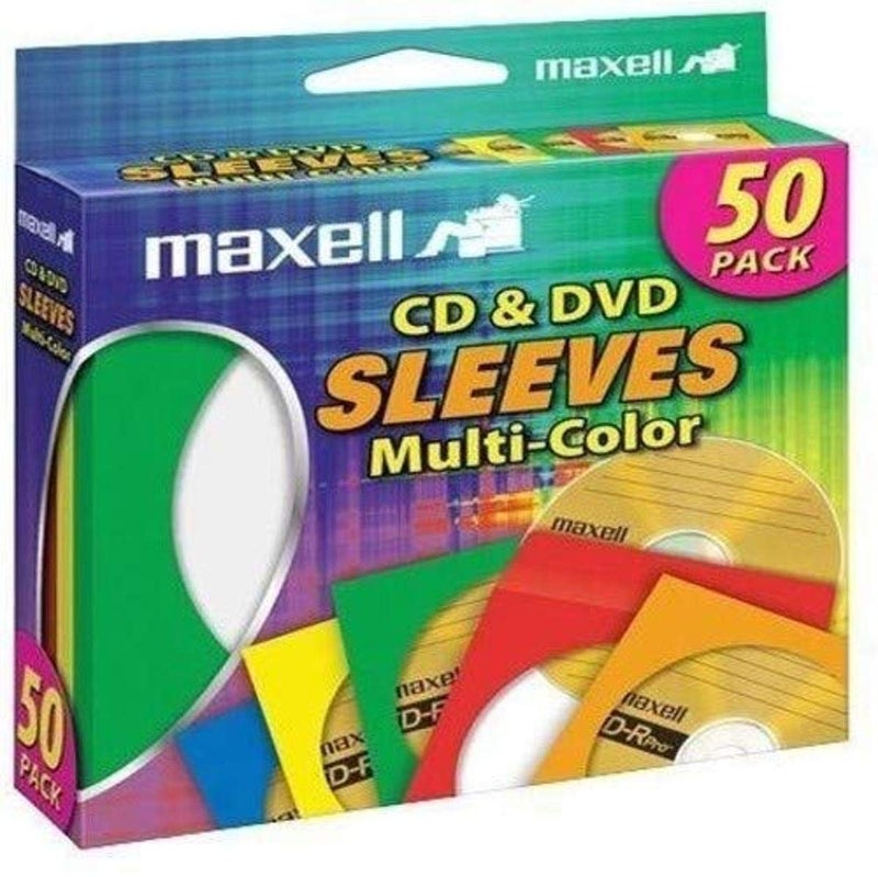 Maxell 190134 CD & DVD Paper Storage Envelope Sleeves with Clear Plastic Windows Multi-Color 50 Pack (Paper) - Image 3