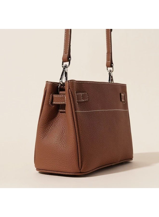 New Luxury Top Grain Cowhide Kelly Bag 25cm - Retro Lock Underarm Purse Genuine Leather Shoulder Tote Crossbody Handbag - Image 2
