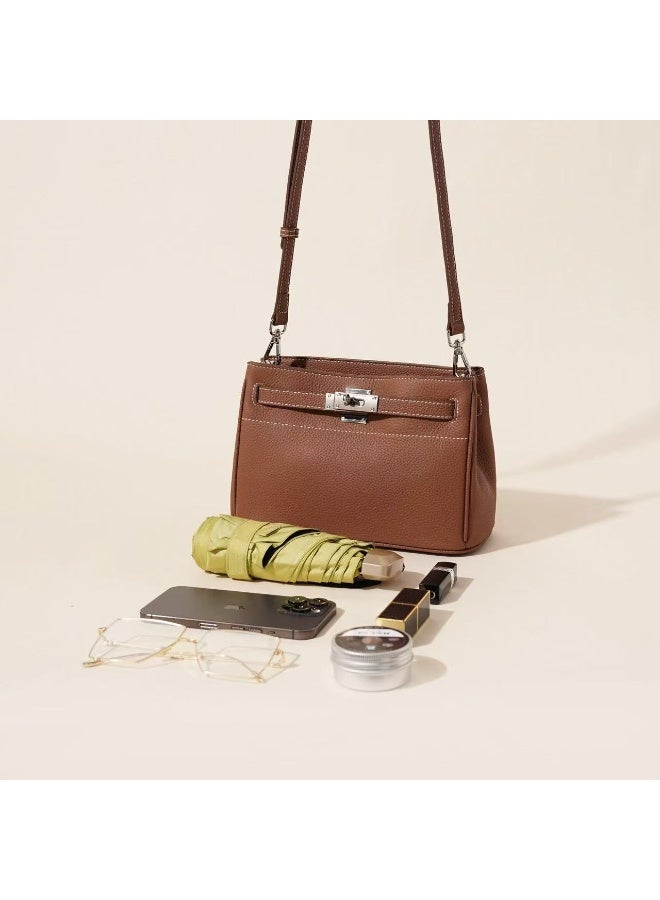 New Luxury Top Grain Cowhide Kelly Bag 25cm - Retro Lock Underarm Purse Genuine Leather Shoulder Tote Crossbody Handbag - Image 4