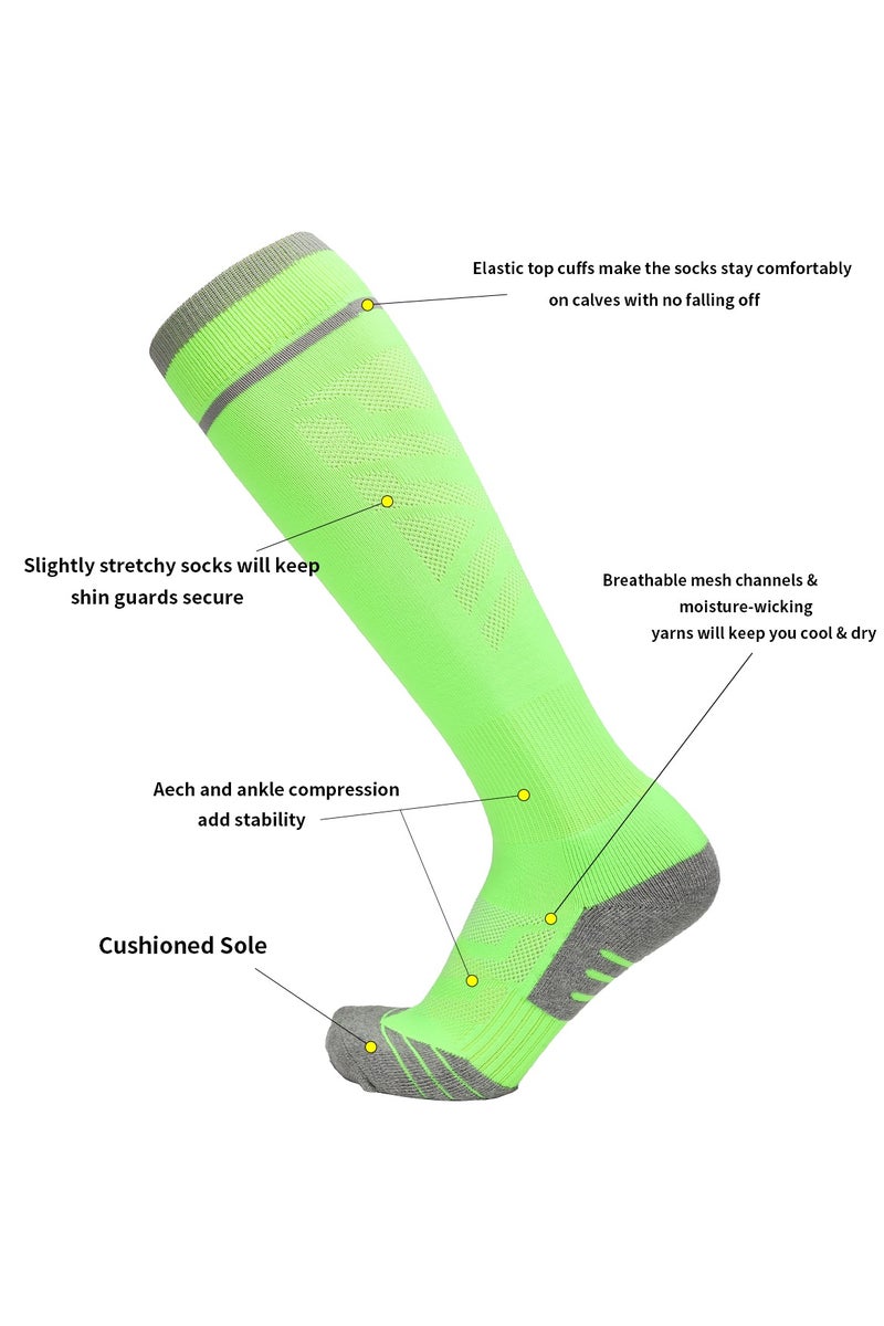 SKY WING Men And Women Knee High Football Socks Team Sport Cushion Athletic Soccer Socks for Unisex Adult-Green-2 Pair - Image 3
