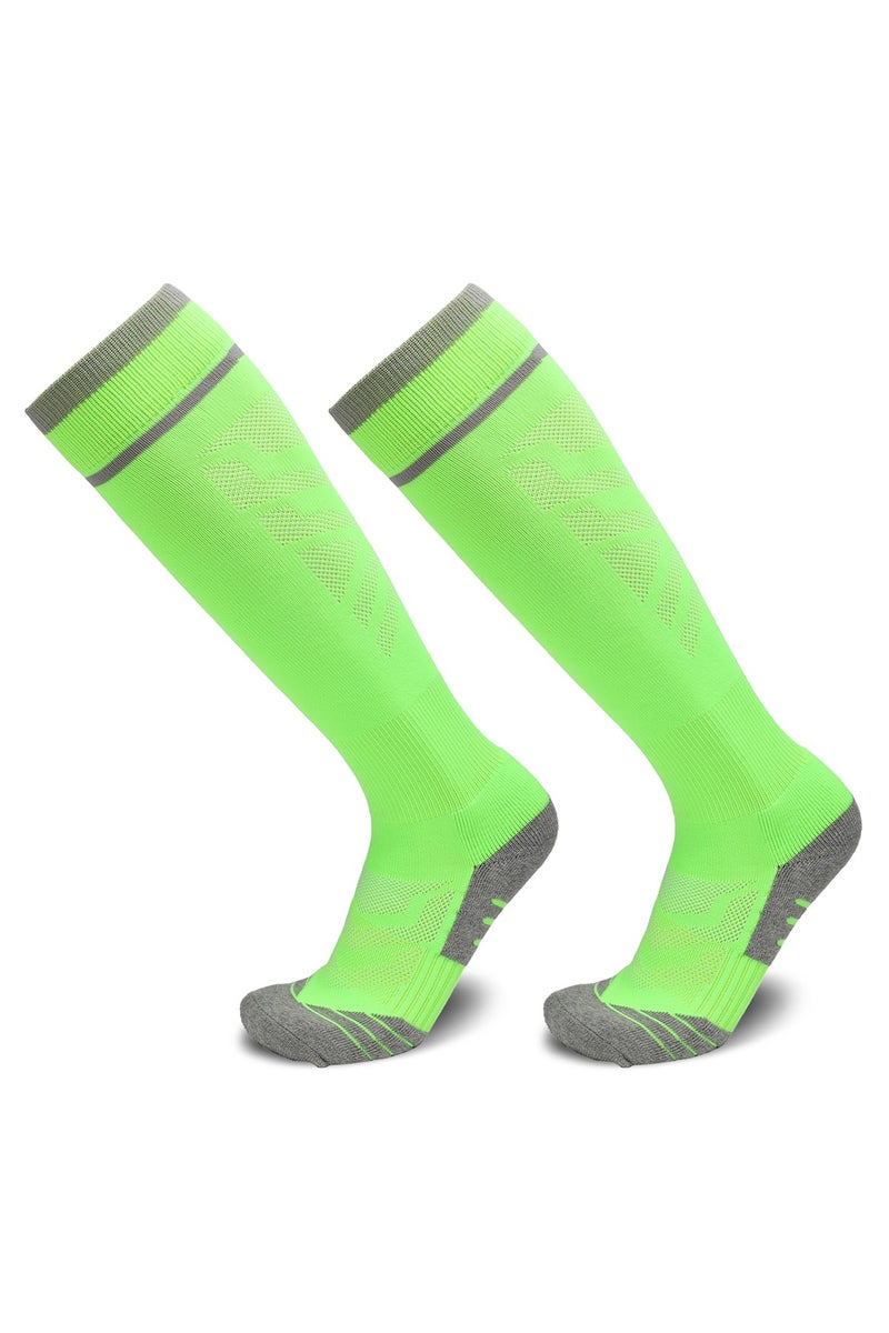 SKY WING Men And Women Knee High Football Socks Team Sport Cushion Athletic Soccer Socks for Unisex Adult-Green-2 Pair - Image 1