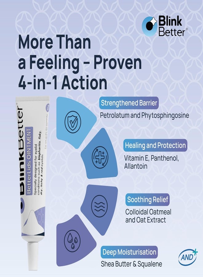 BlinkBetter BetterLids Eyelid Ointment - Intense Oat Complex with Shea Butter & Panthenol - Hydrates, Nourishes & Soothes - Moisturizing Care for Dry, Itchy, Red, Sensitive, Flaky Skin Around the Eyes - 0.35 oz - Image 4