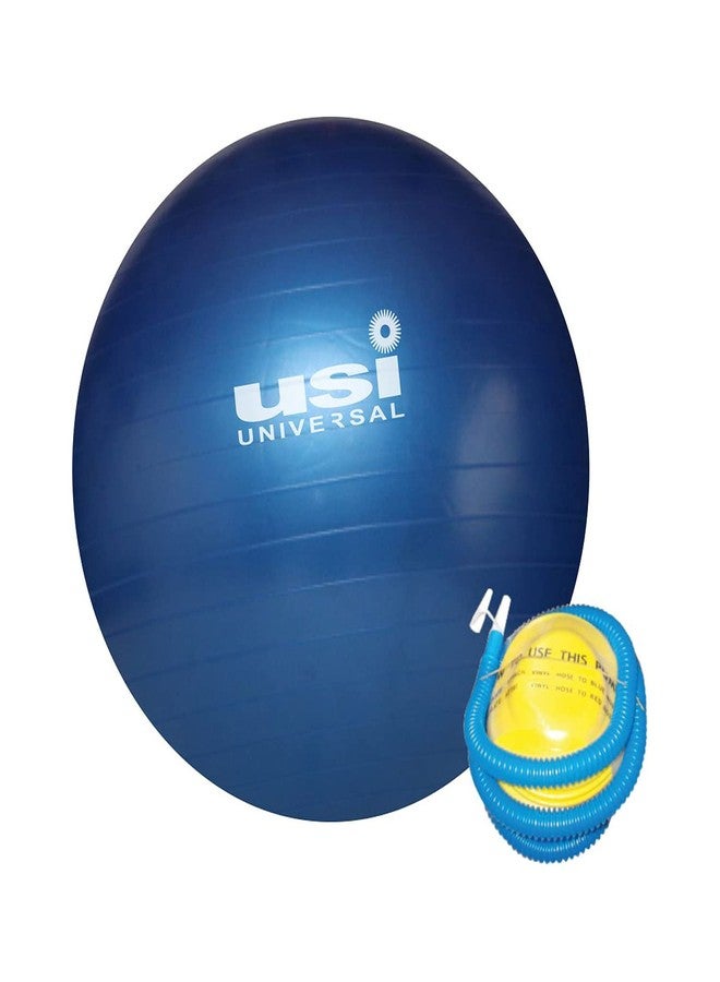 USI UNIVERSAL كرة تمارين رياضية عالمية من USI، كرة يوغا، كرة رياضية GB لتمارين التوازن، كرة ولادة للحوامل، كرة توازن سويسرية مضادة للانفجار للتدريب في الصالات الرياضية مع مضخة (65 سم - أزرق) - Image 1