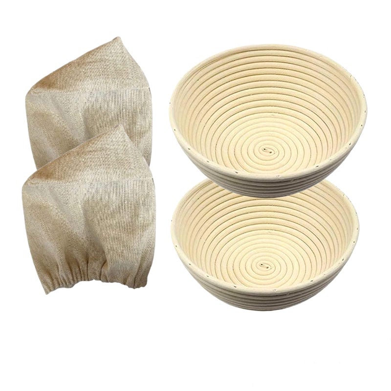 RoEsha 7 Inch Round Bread Banneton Proofing Basket Set of 2 Sourdough Proofing Basket kit for Artisanal Baking  Bread Making Tools For Professional  Home Bakers 7 inch round 2 pack 