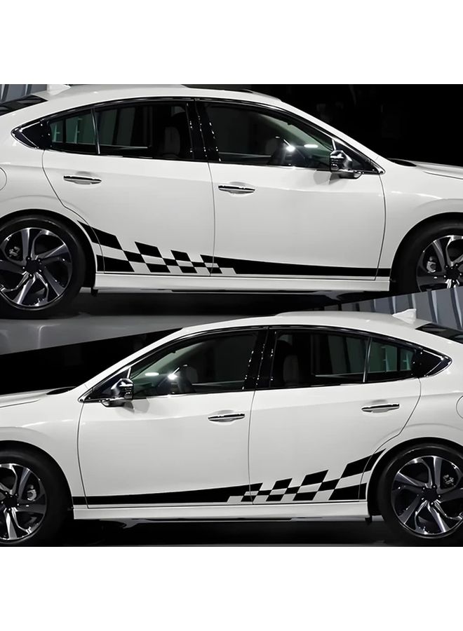 Black White Checkered Racing Decals 2pcs Self Adhesive Vinyl Stripes For Cars Trucks - Image 3