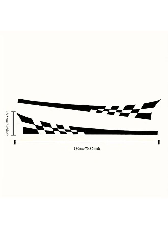 Black White Checkered Racing Decals 2pcs Self Adhesive Vinyl Stripes For Cars Trucks - Image 2
